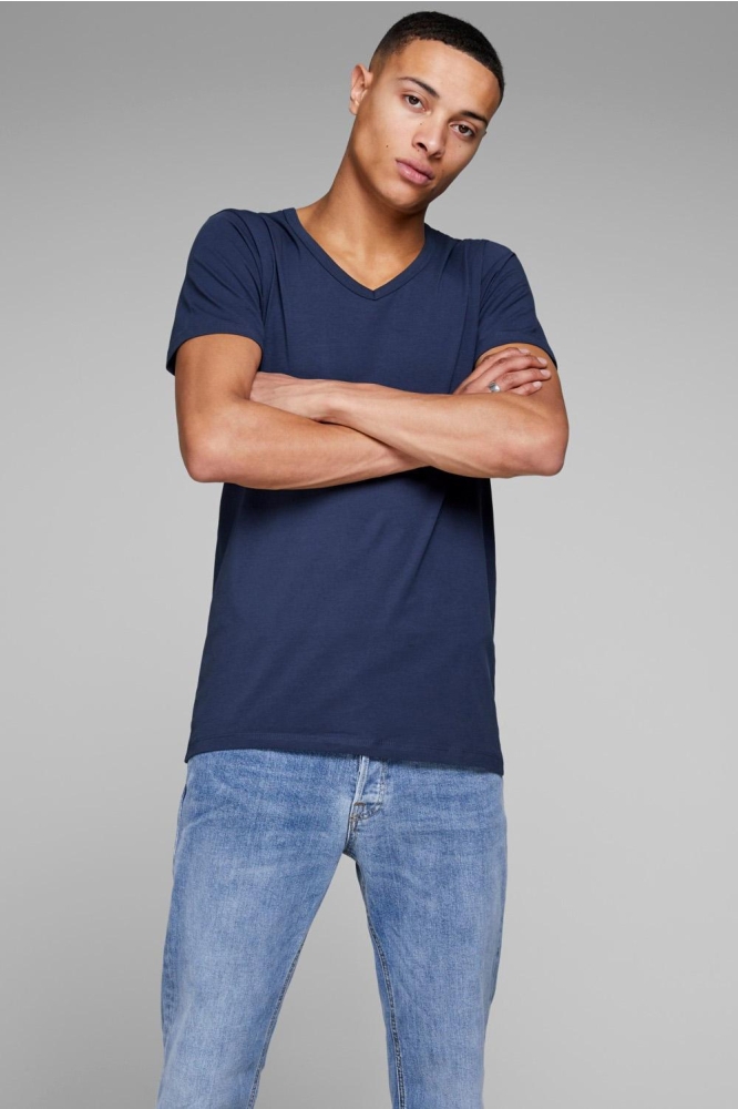 BASIC V-NECK TEE S/S NOOS 12059219 Navy Blue